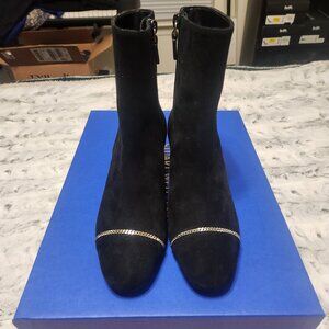 Stuart Weitzman Milla Cin 60 Zip Booties – Black Suede – Size 6M (EU 36.5)